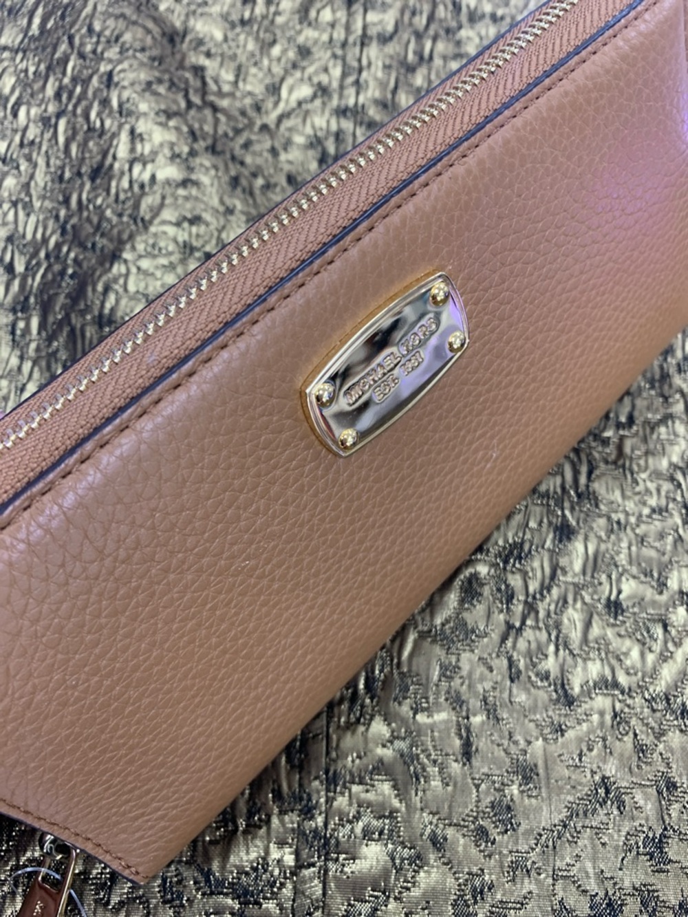 Michael Kors Pebbled Leather Zip Wallet - Mauve Brown - Picture 1 of 8